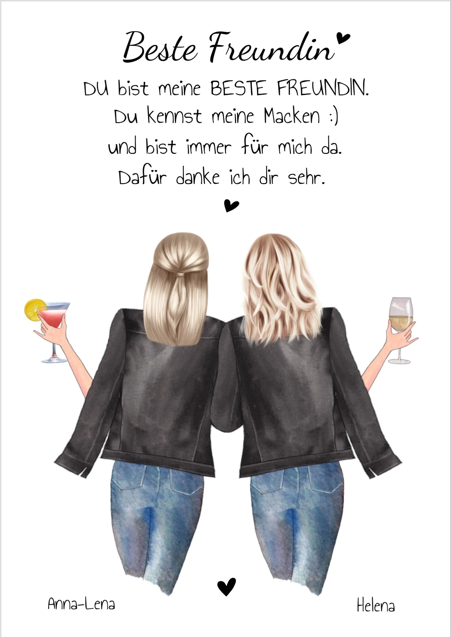 True Friends Bild ... 2 Beste Freundinnen Poster personalisiertes Geschenk