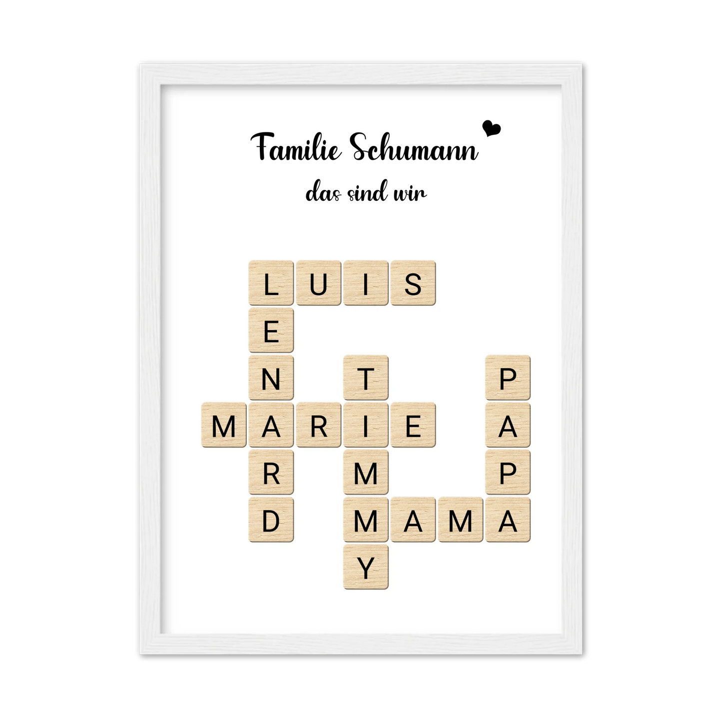 Weihnachtsgeschenk Familie  - Personalisiertes Scrabble Bild Geschenk, Familienbild mit Familiennamen, Geburtstagsgeschenk