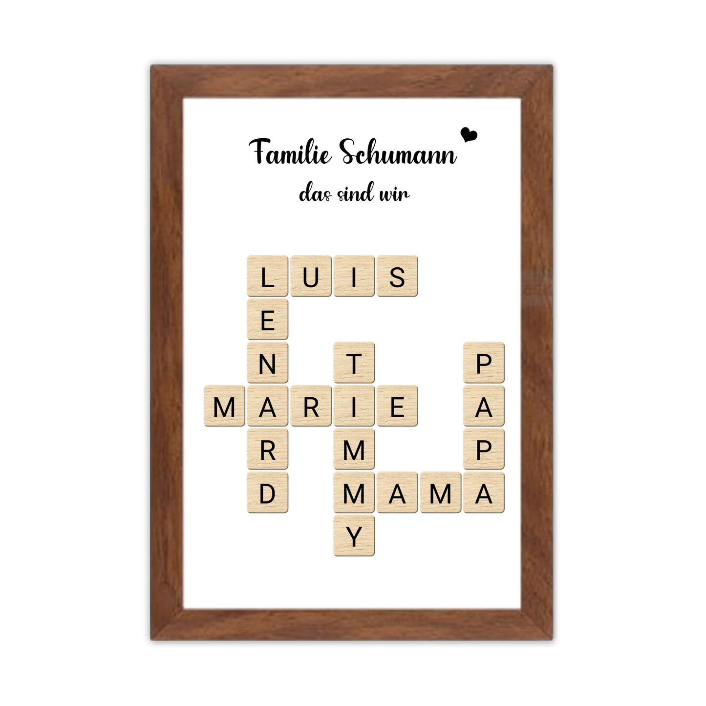 Weihnachtsgeschenk Familie  - Personalisiertes Scrabble Bild Geschenk, Familienbild mit Familiennamen, Geburtstagsgeschenk