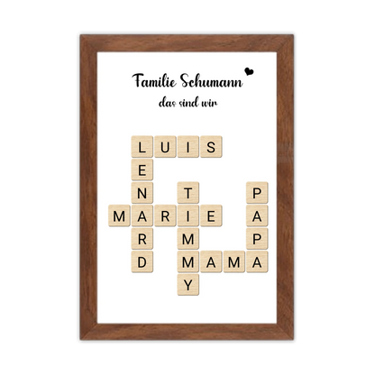 Weihnachtsgeschenk Familie  - Personalisiertes Scrabble Bild Geschenk, Familienbild mit Familiennamen, Geburtstagsgeschenk
