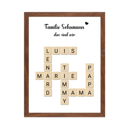 Weihnachtsgeschenk Familie  - Personalisiertes Scrabble Bild Geschenk, Familienbild mit Familiennamen, Geburtstagsgeschenk