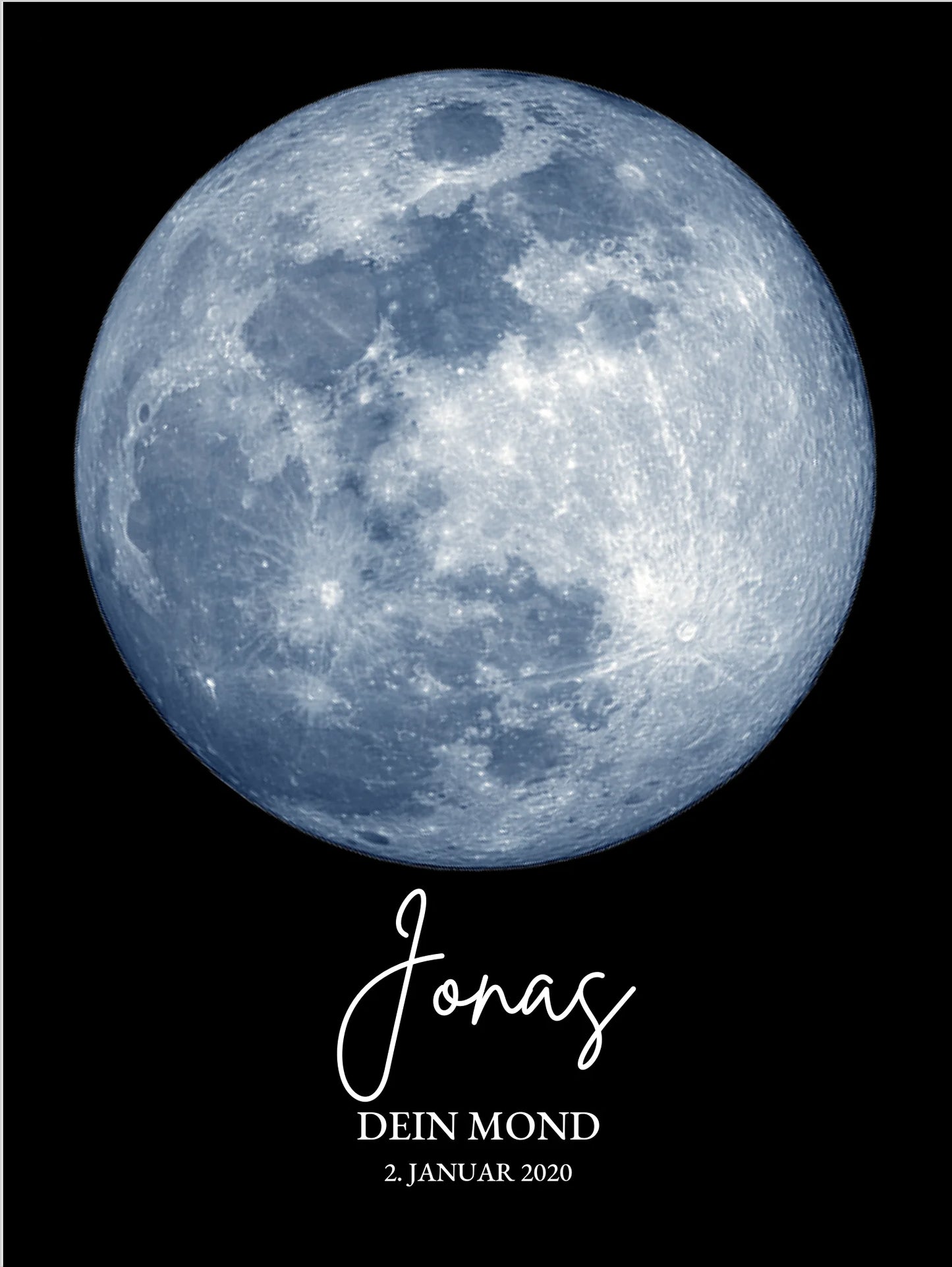 Personalisiertes Mondphasen-Poster - zur Geburt, Hochzeit, oder besonderem Datum