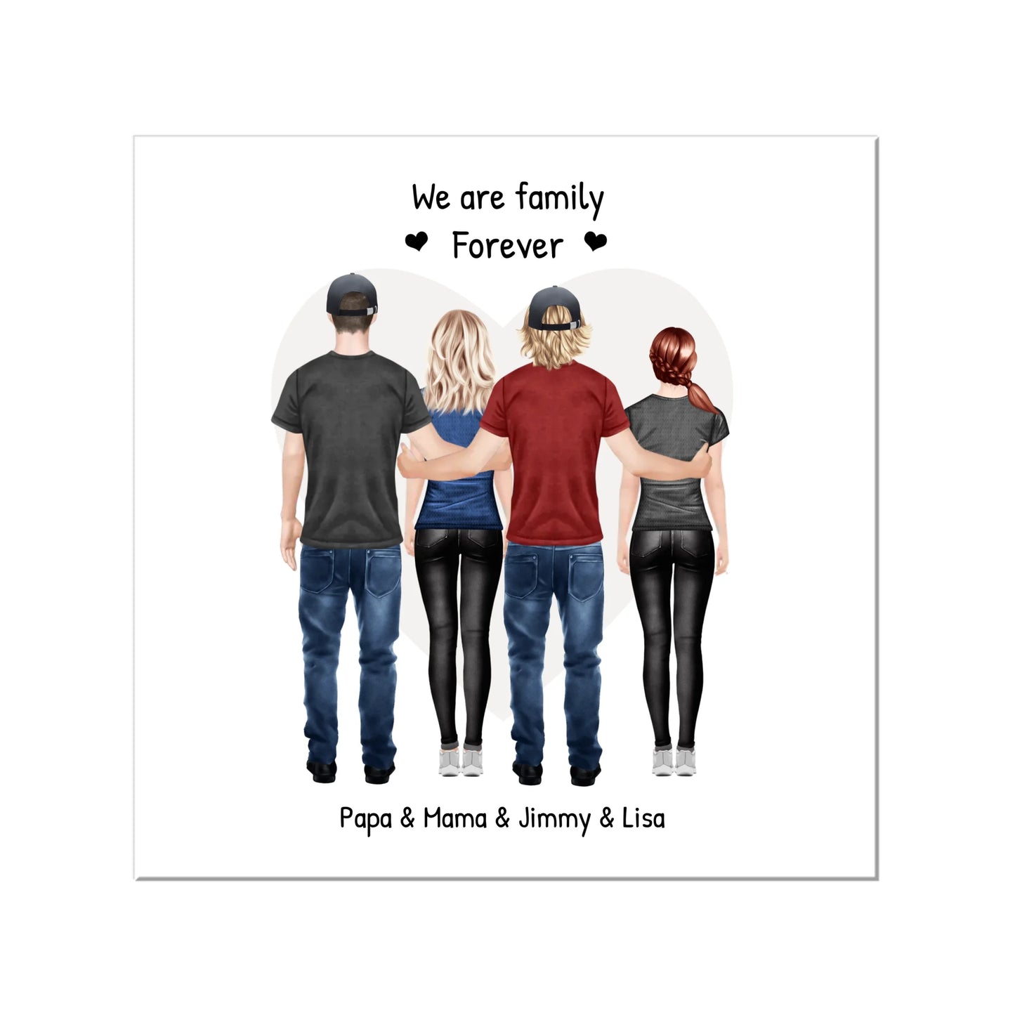 Personalisiertes beste Freunde Poster Geschenk Familie - Familienbild / Freundebild 4 Erwachsene - Familienportrait -  We are family