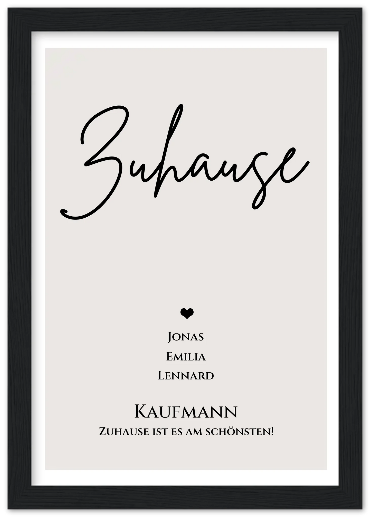 "ZUHAUSE" Poster personalisiert | Familien Bild Geschenk  mit Namen und Datum
