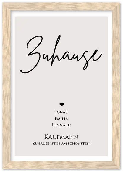 "ZUHAUSE" Poster personalisiert | Familien Bild Geschenk  mit Namen und Datum