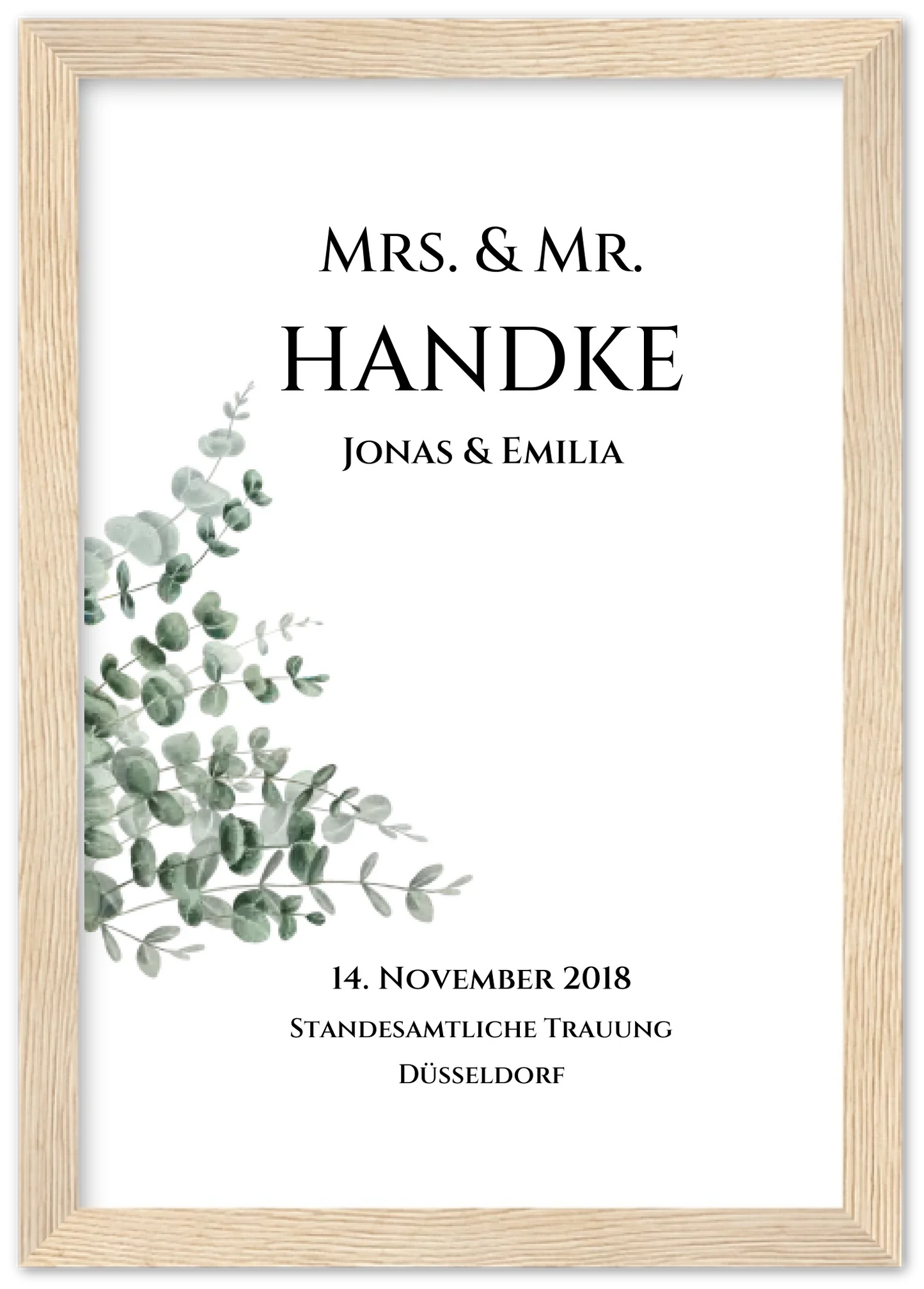 Personalisiertes Hochzeitsposter "Just Married" |  "Mr. & Mrs." Hochzeitsgeschenk mit Namen und Datum