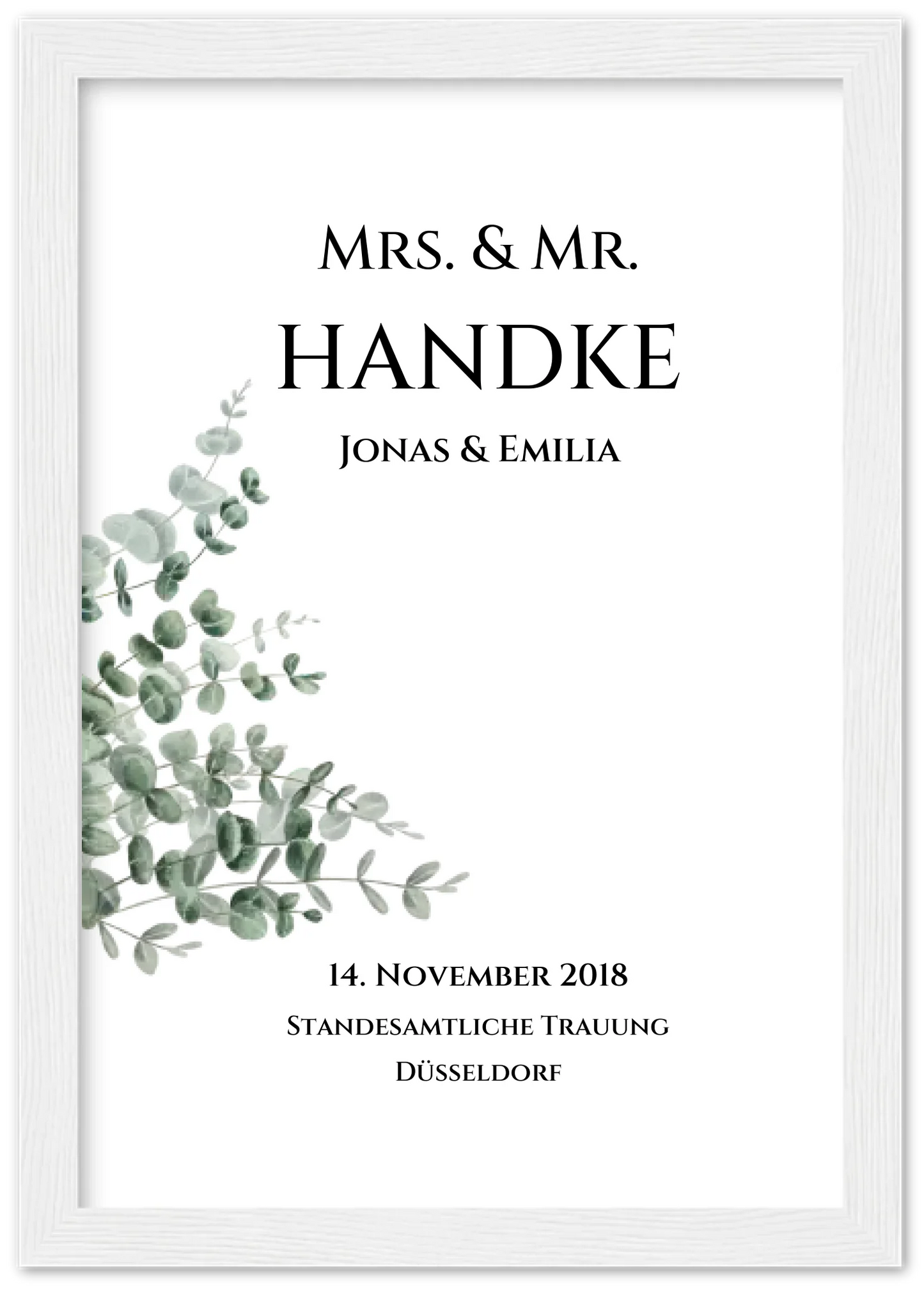 Personalisiertes Hochzeitsposter "Just Married" |  "Mr. & Mrs." Hochzeitsgeschenk mit Namen und Datum