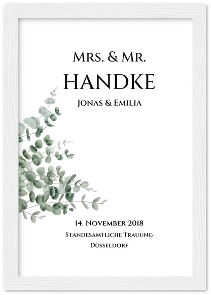Personalisiertes Hochzeitsposter "Just Married" |  "Mr. & Mrs." Hochzeitsgeschenk mit Namen und Datum
