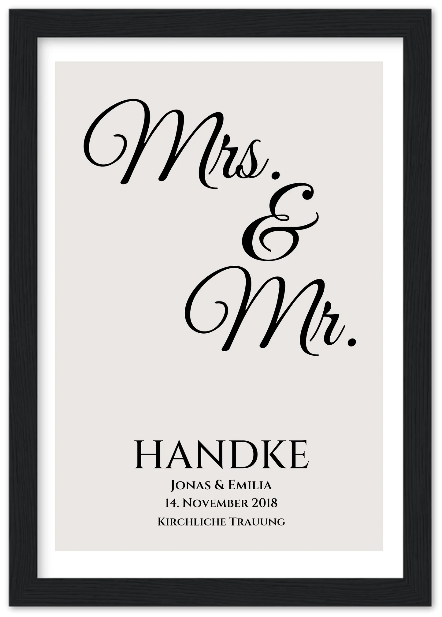 "Mr. & Mrs." Personalisiertes Hochzeitsposter |  Hochzeitsgeschenk Bild mit Namen und Datum