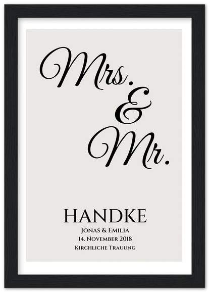 "Mr. & Mrs." Personalisiertes Hochzeitsposter |  Hochzeitsgeschenk Bild mit Namen und Datum