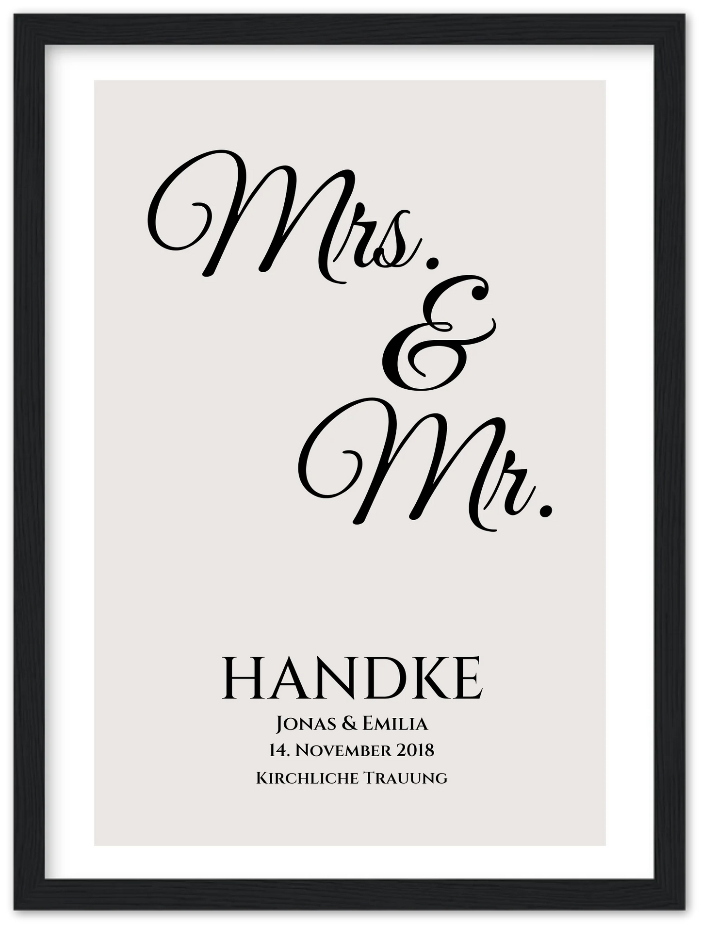 "Mr. & Mrs." Personalisiertes Hochzeitsposter |  Hochzeitsgeschenk Bild mit Namen und Datum