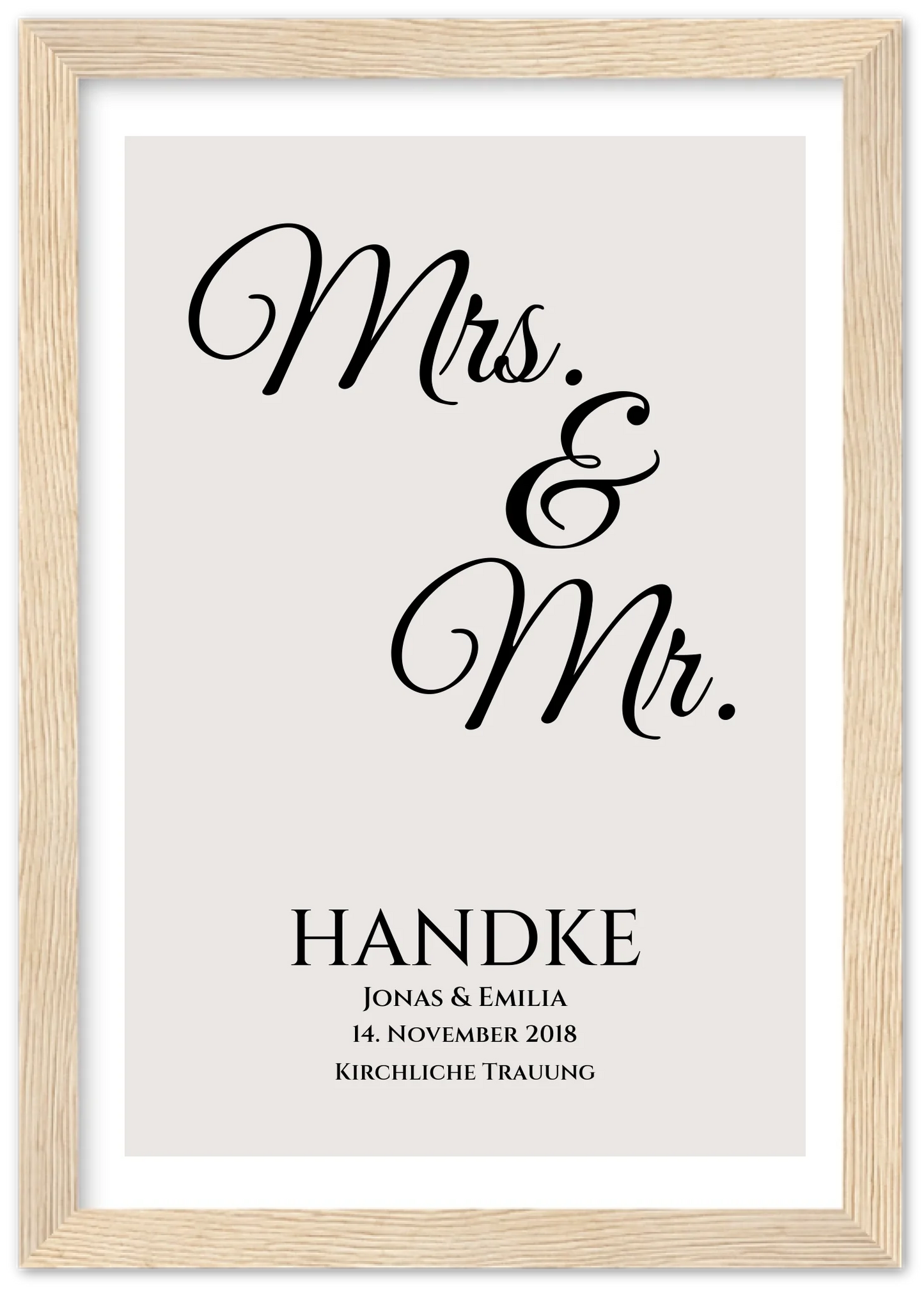 "Mr. & Mrs." Personalisiertes Hochzeitsposter |  Hochzeitsgeschenk Bild mit Namen und Datum