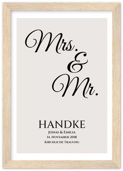 "Mr. & Mrs." Personalisiertes Hochzeitsposter |  Hochzeitsgeschenk Bild mit Namen und Datum