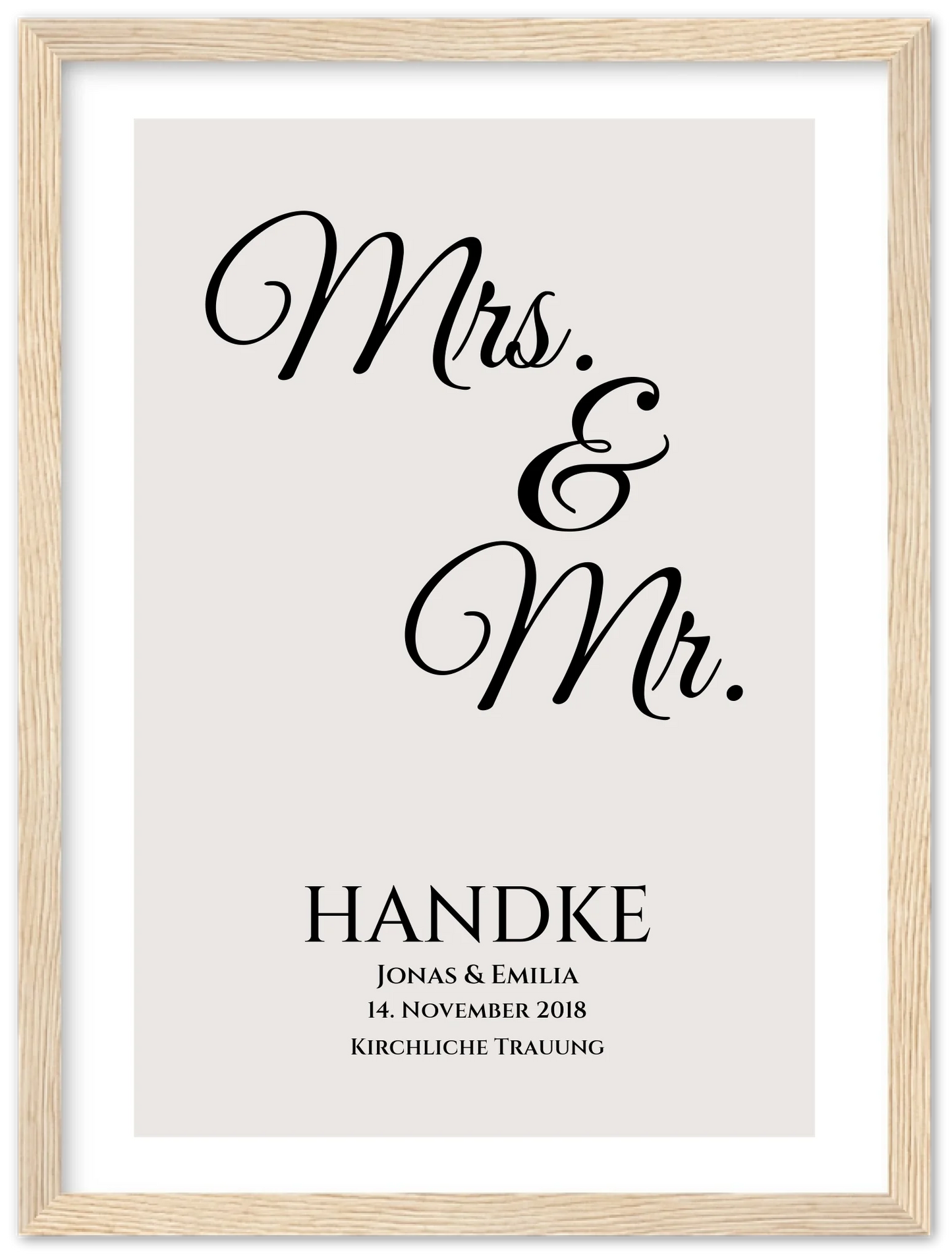 "Mr. & Mrs." Personalisiertes Hochzeitsposter |  Hochzeitsgeschenk Bild mit Namen und Datum
