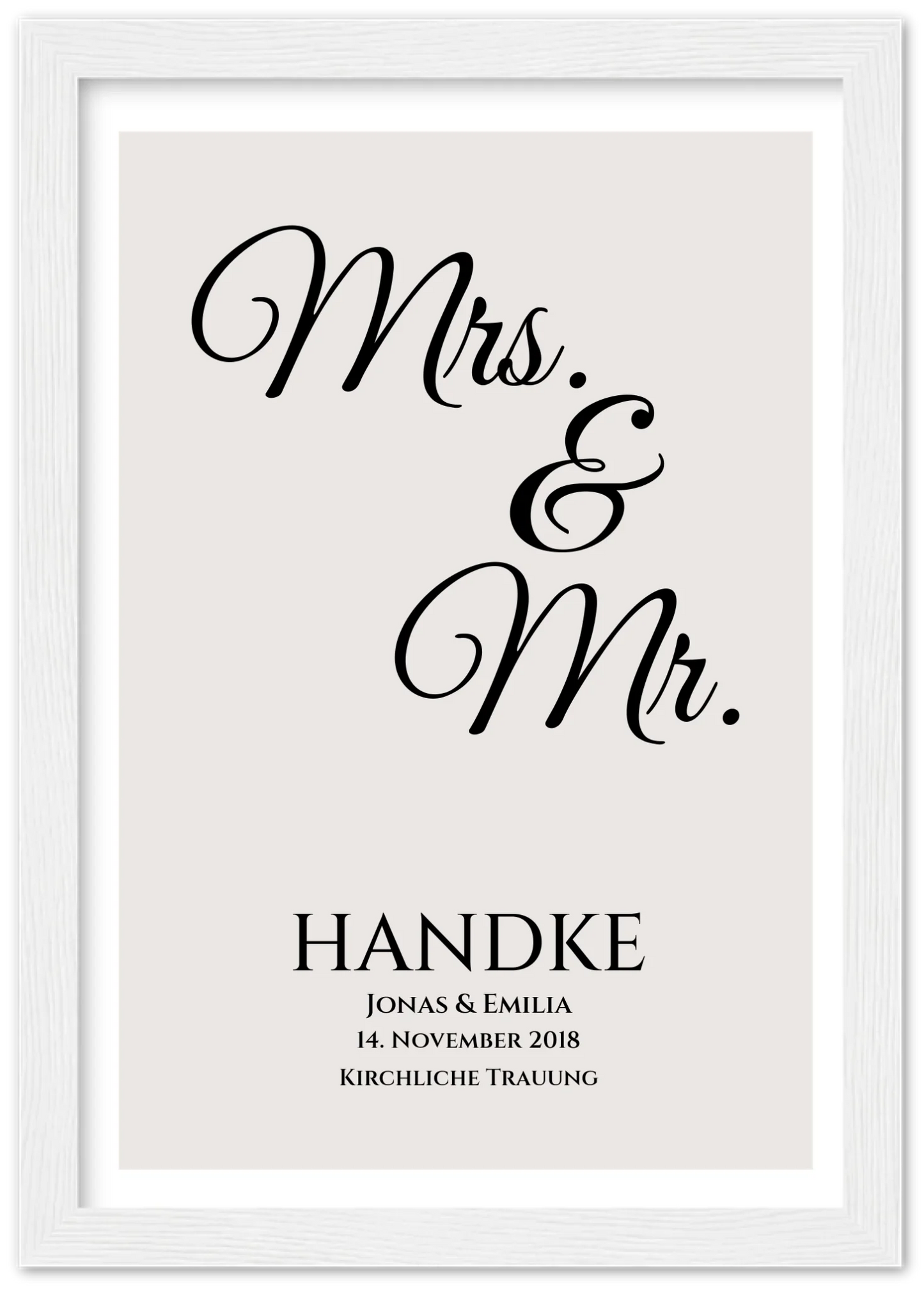 "Mr. & Mrs." Personalisiertes Hochzeitsposter |  Hochzeitsgeschenk Bild mit Namen und Datum