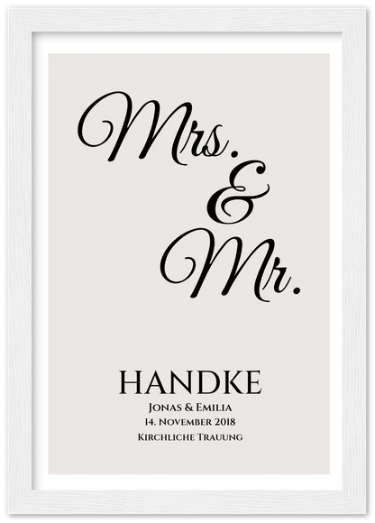"Mr. & Mrs." Personalisiertes Hochzeitsposter |  Hochzeitsgeschenk Bild mit Namen und Datum