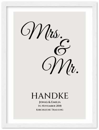 "Mr. & Mrs." Personalisiertes Hochzeitsposter |  Hochzeitsgeschenk Bild mit Namen und Datum