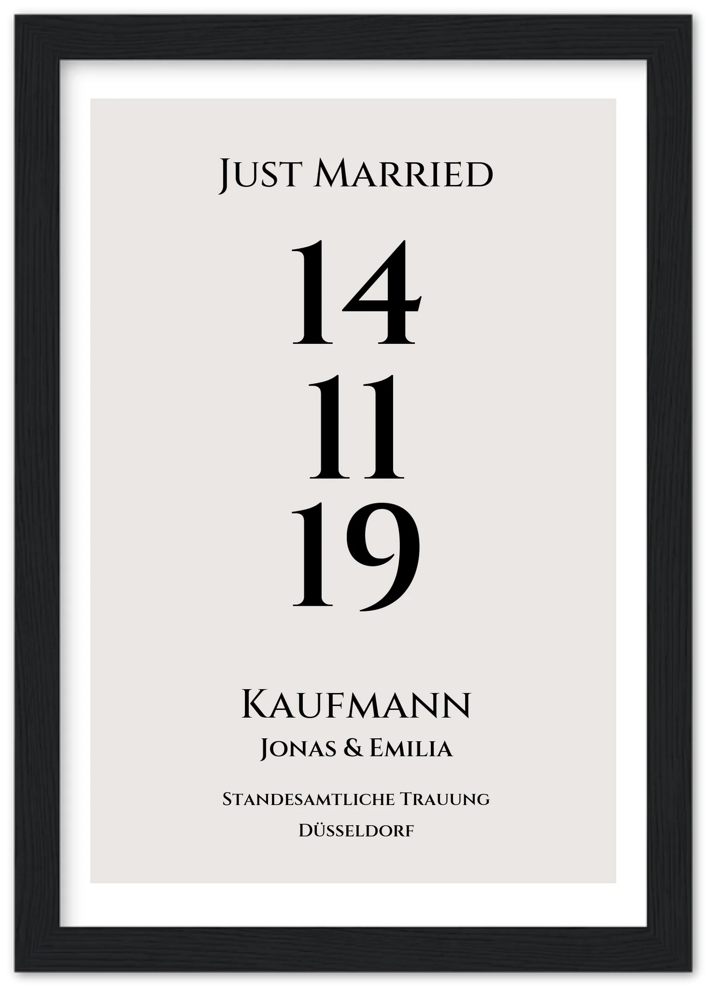 Personalisiertes Hochzeitsposter "Just Married" |  "Hochzeit Datum" Hochzeitsgeschenk mit Namen und Datum