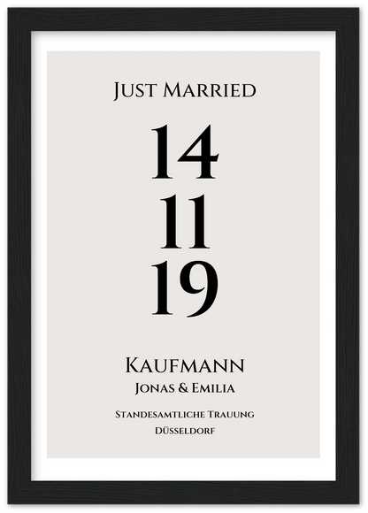 Personalisiertes Hochzeitsposter "Just Married" |  "Hochzeit Datum" Hochzeitsgeschenk mit Namen und Datum