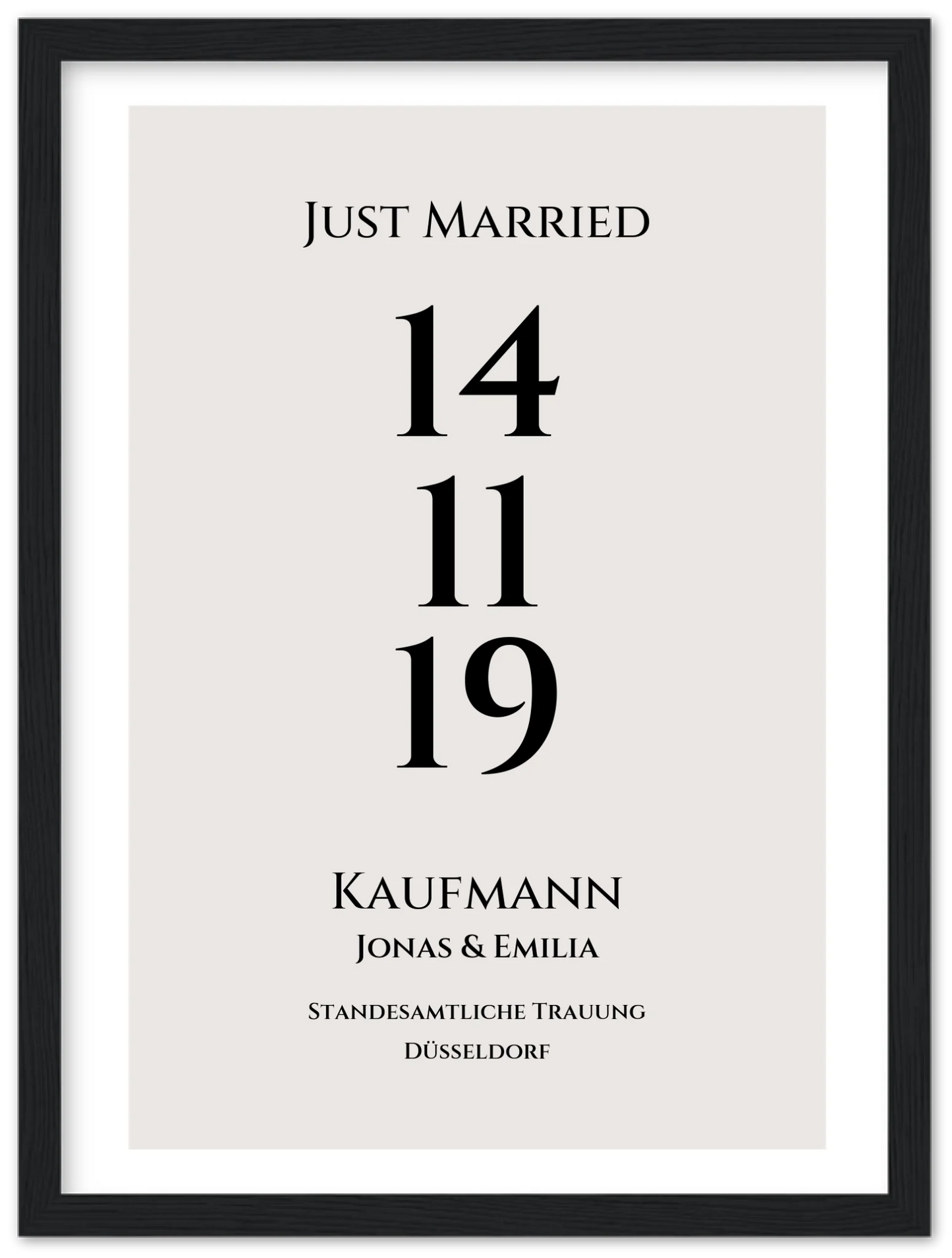 Personalisiertes Hochzeitsposter "Just Married" |  "Hochzeit Datum" Hochzeitsgeschenk mit Namen und Datum
