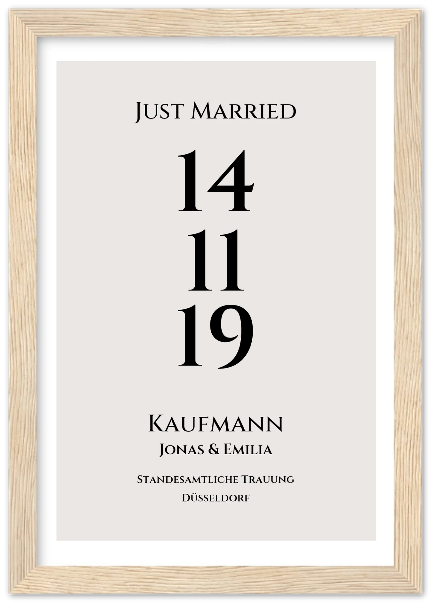 Personalisiertes Hochzeitsposter "Just Married" |  "Hochzeit Datum" Hochzeitsgeschenk mit Namen und Datum