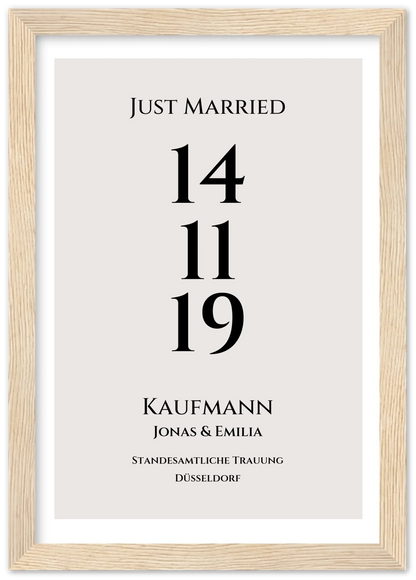 Personalisiertes Hochzeitsposter "Just Married" |  "Hochzeit Datum" Hochzeitsgeschenk mit Namen und Datum