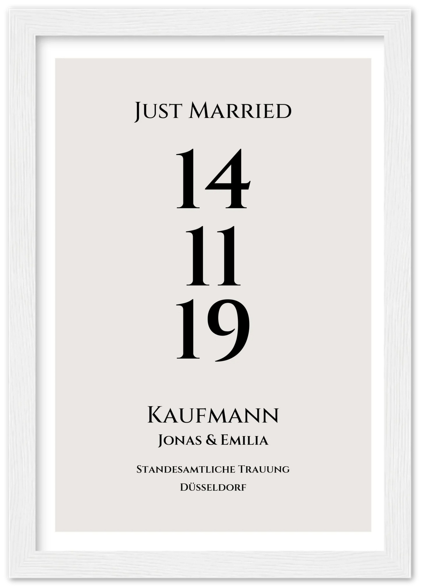 Personalisiertes Hochzeitsposter "Just Married" |  "Hochzeit Datum" Hochzeitsgeschenk mit Namen und Datum