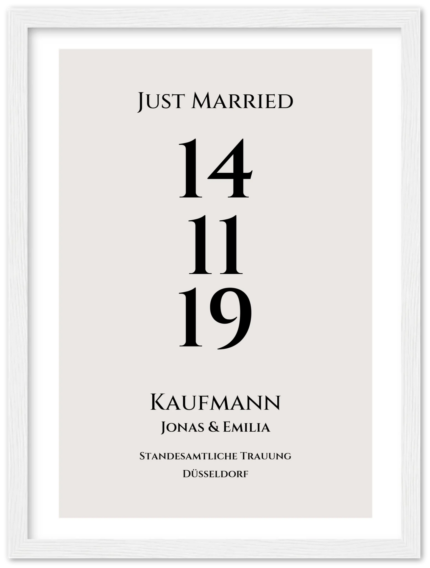 Personalisiertes Hochzeitsposter "Just Married" |  "Hochzeit Datum" Hochzeitsgeschenk mit Namen und Datum