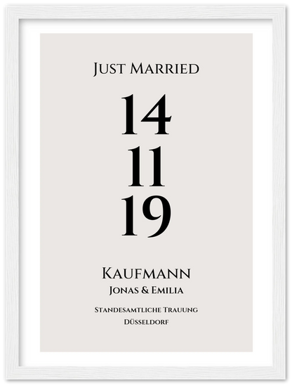Personalisiertes Hochzeitsposter "Just Married" |  "Hochzeit Datum" Hochzeitsgeschenk mit Namen und Datum