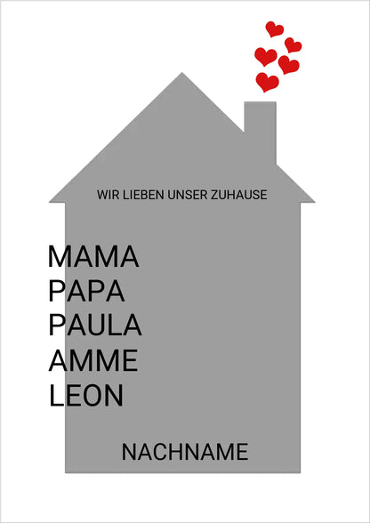 Zeitraum-Kunstdruck | Zuhause Personalisiertes Geschenk zur Hauseinweihnung, Richtfest, Umzug, erste Wohnung, Geburtstagsgeschenk, Weihnachtsgeschenk Familie