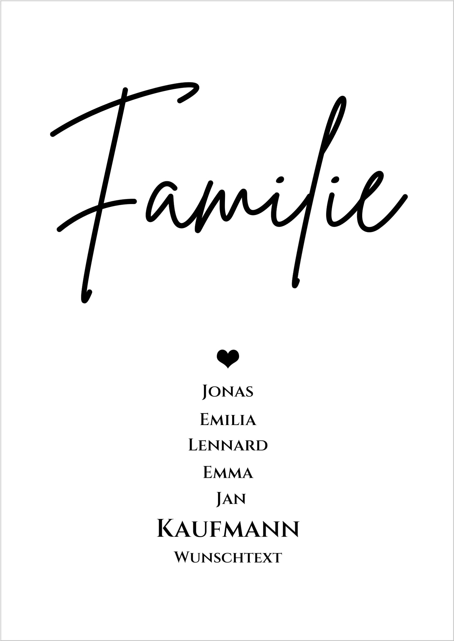Familie Bild Geschenk "FAMILIE" Poster |  Familiengeschenk mit Namen personalisiert | Geschenk beste Freunde