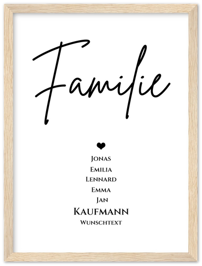 Familie Bild Geschenk "FAMILIE" Poster |  Familiengeschenk mit Namen personalisiert | Geschenk beste Freunde