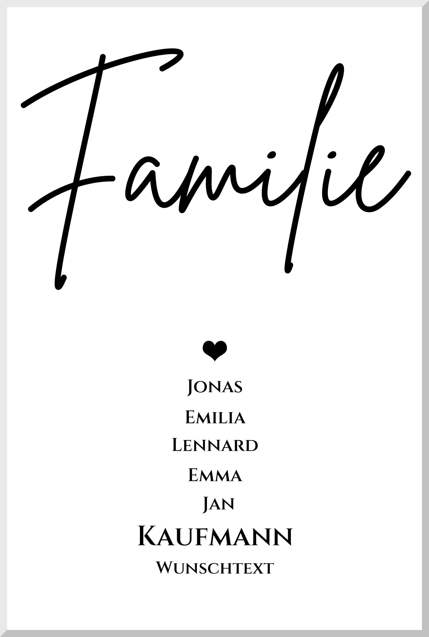 Familie Bild Geschenk "FAMILIE" Poster |  Familiengeschenk mit Namen personalisiert | Geschenk beste Freunde