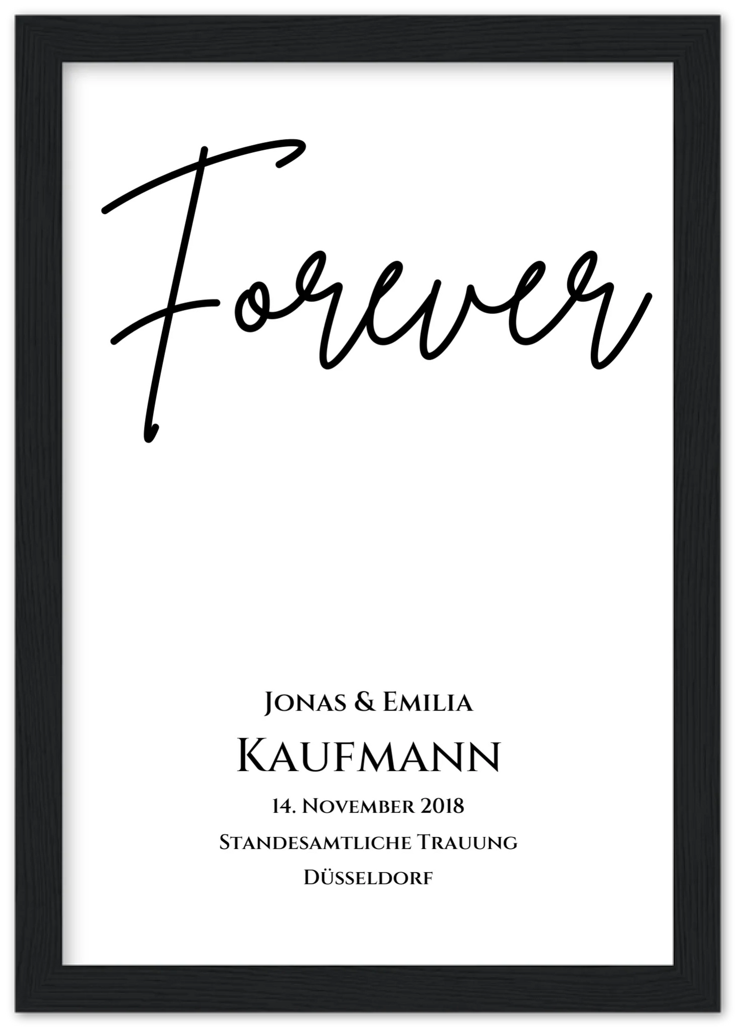 Personalisiertes Hochzeitsposter "Forever" |  Hochzeitsgeschenk Bild mit Namen und Datum
