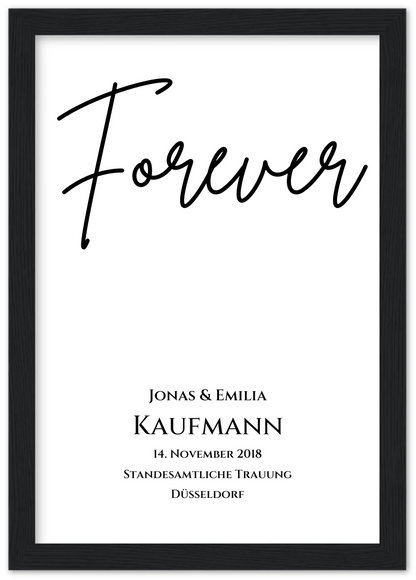 Personalisiertes Hochzeitsposter "Forever" |  Hochzeitsgeschenk Bild mit Namen und Datum