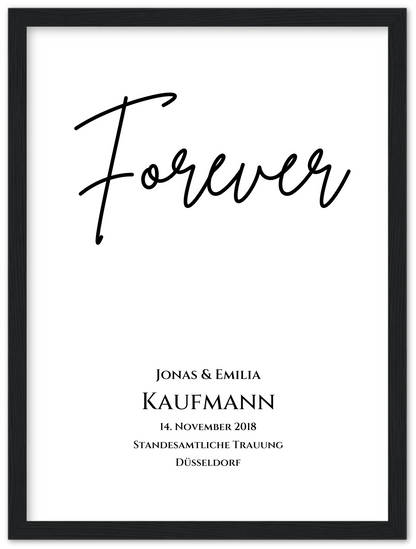 Personalisiertes Hochzeitsposter "Forever" |  Hochzeitsgeschenk Bild mit Namen und Datum