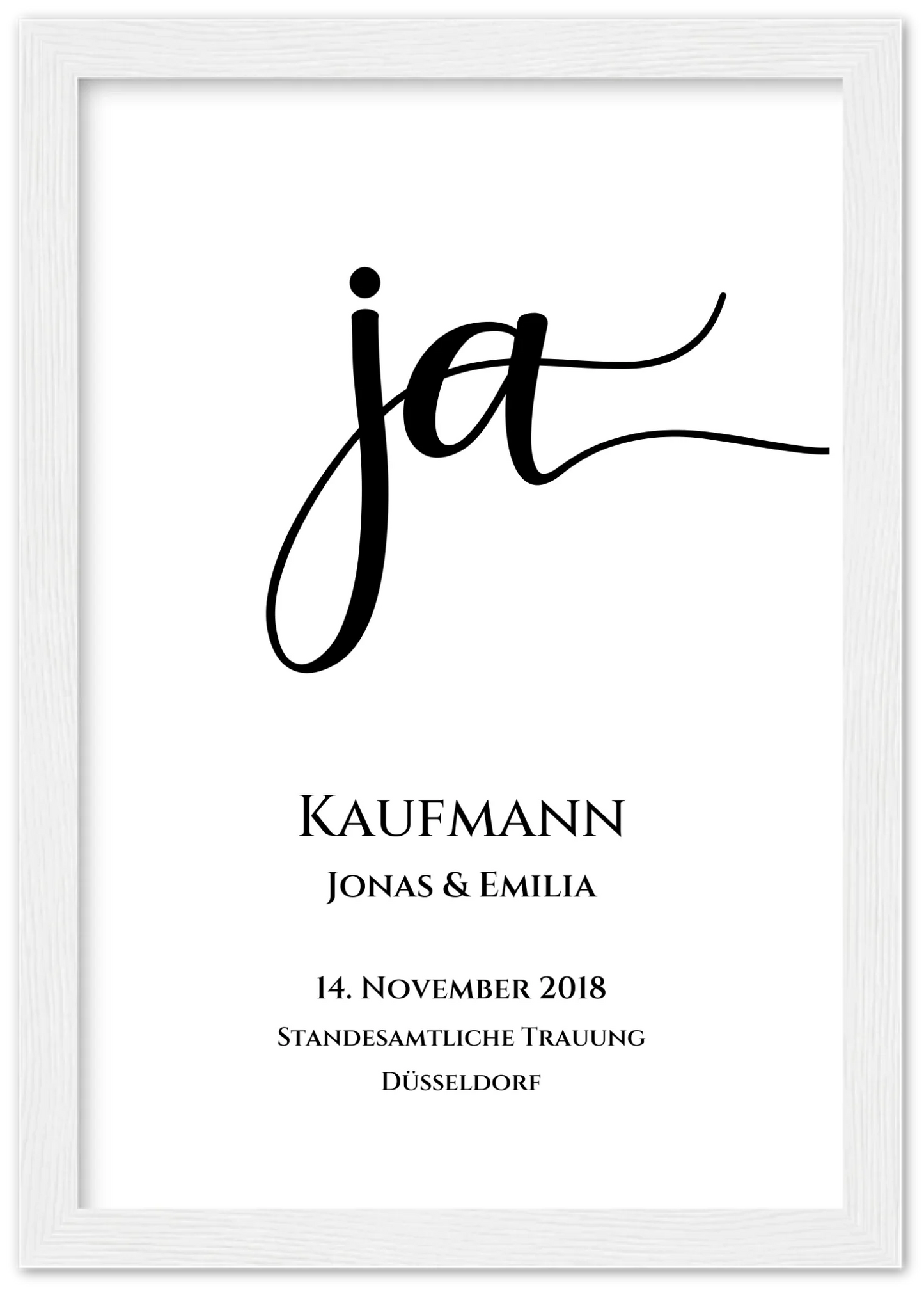 Personalisiertes Hochzeitsposter "JA" |  Hochzeitsgeschenk mit Namen und Datum
