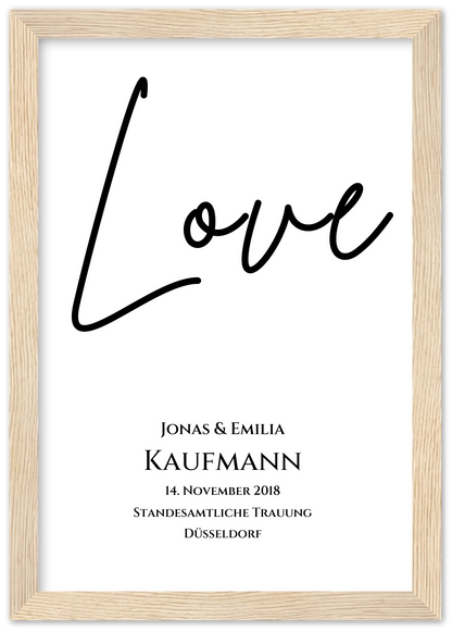 "LOVE" Personalisiertes Hochzeitsposter |  Hochzeitsgeschenk Bild mit Namen und Datum