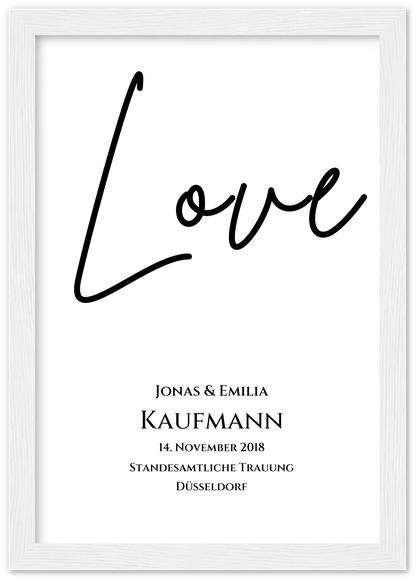 "LOVE" Personalisiertes Hochzeitsposter |  Hochzeitsgeschenk Bild mit Namen und Datum