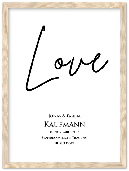 "LOVE" Personalisiertes Hochzeitsposter |  Hochzeitsgeschenk Bild mit Namen und Datum