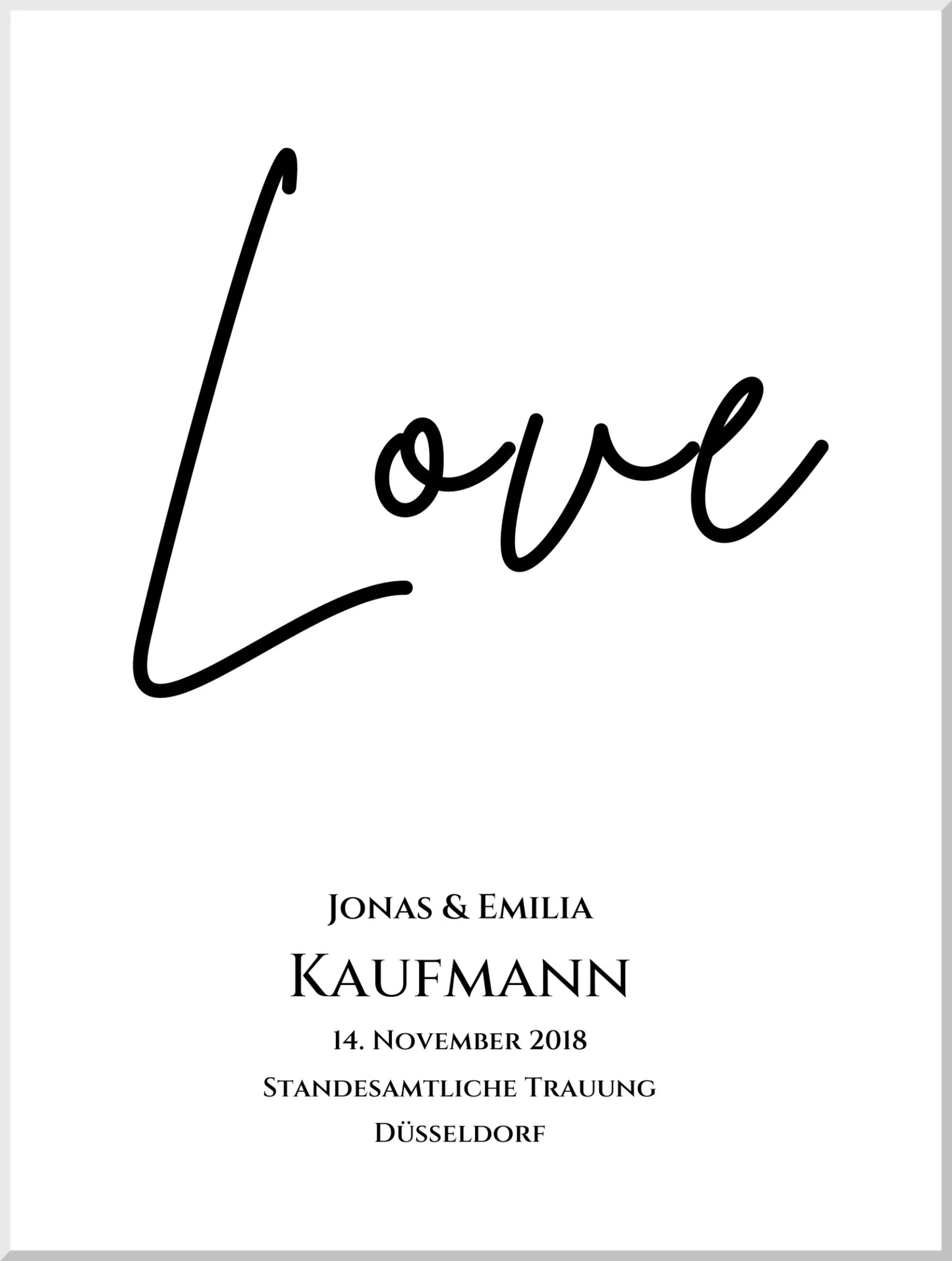 "LOVE" Personalisiertes Hochzeitsposter |  Hochzeitsgeschenk Bild mit Namen und Datum