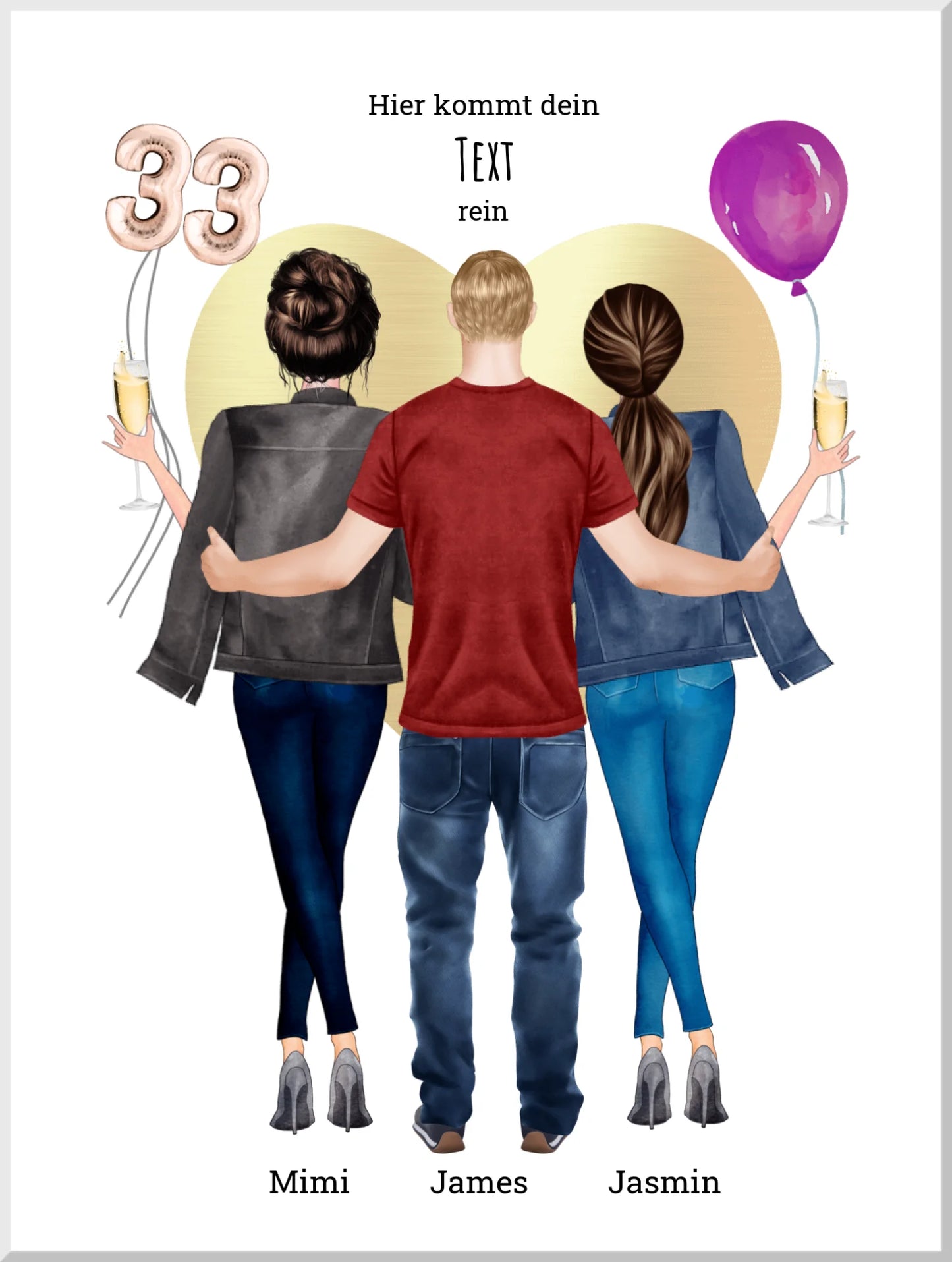 33 Geburtstag beste Freunde Geschenk personalisiert - Bild Poster Geschenk - Freundschaftsgeschenk, Geburtstagsgeschenk