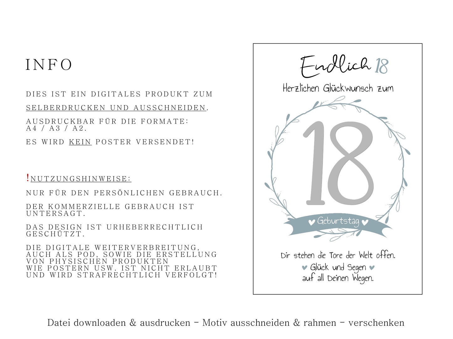 Kleiner Wunscherfüller - Geldgeschenk 18 Geburtstag zum Selberdrucken