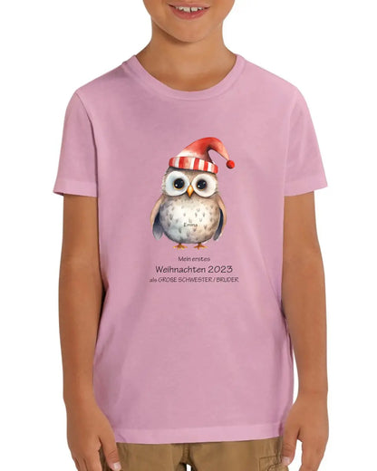 Geschenk Weihnachten 2023 - T-Shirt - Erstes Weihnachten als große Schwester, großer Bruder für Mädchen / Jungen Happy Christmas mit Wunschtext