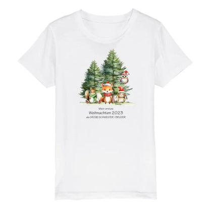 Geschenk Weihnachten 2023 - T-Shirt - Erstes Weihnachten als große Schwester, großer Bruder für Mädchen / Jungen Happy Christmas mit Wunschtext