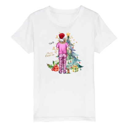 Personalisiertes Geschenk Weihnachten 2023 - Kinder Bio T-Shirt mit Namen, Text & Outfit