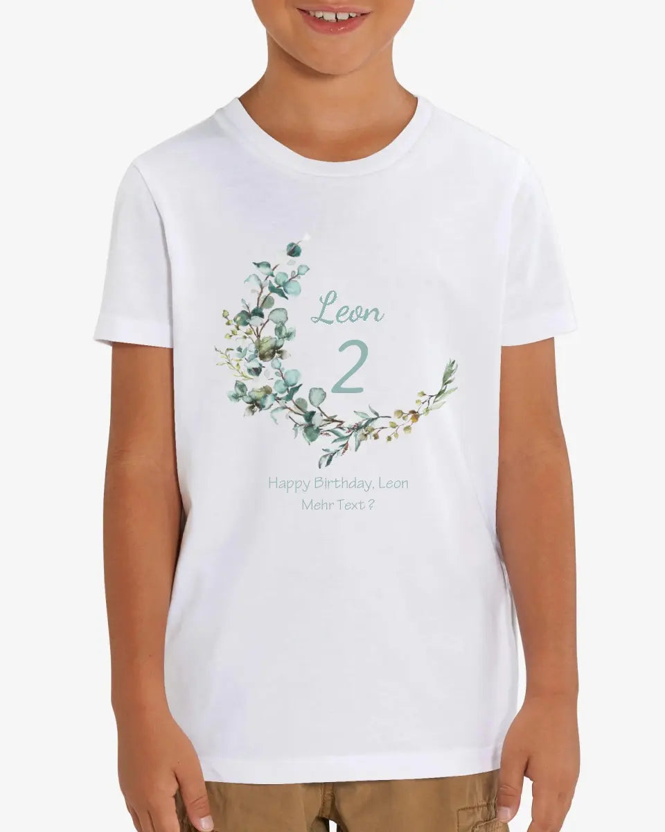 1. - 10. Geburtstag - Happy Birthday oder Wunschtext  Kinder Bio T-Shirt mit Waldtieren Namen und Wunschtext personalisiert