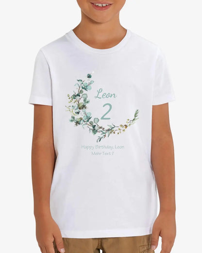 1. - 10. Geburtstag - Happy Birthday oder Wunschtext  Kinder Bio T-Shirt mit Waldtieren Namen und Wunschtext personalisiert