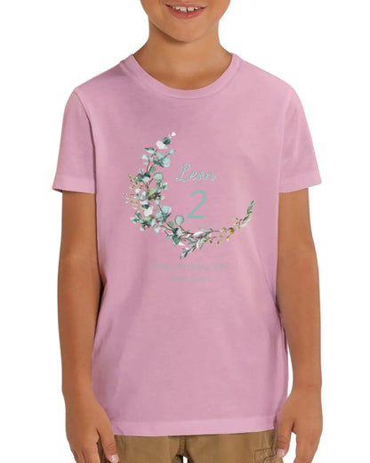1. - 10. Geburtstag - Happy Birthday oder Wunschtext  Kinder Bio T-Shirt mit Waldtieren Namen und Wunschtext personalisiert