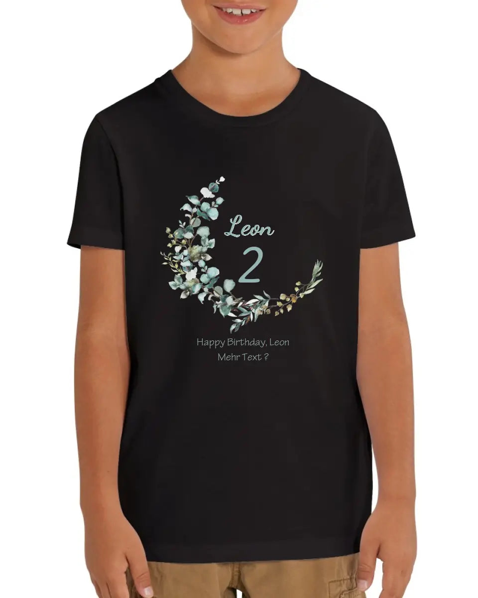 1. - 10. Geburtstag - Happy Birthday oder Wunschtext  Kinder Bio T-Shirt mit Waldtieren Namen und Wunschtext personalisiert